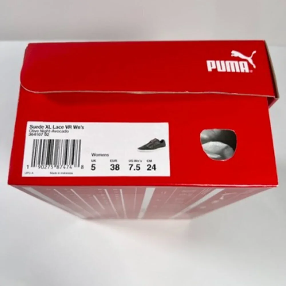 Puma Women's Size 7.5 Suede XL Lace VR Sneakers Green Olive Night Avocado Rivets